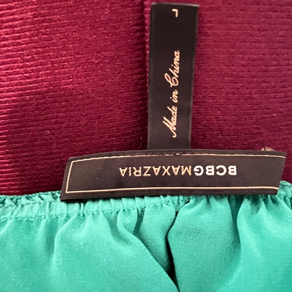 BCBG MaxAzria Emerald Green Ruffled Silk Halter Top, Size: L - Picture 4 of 6